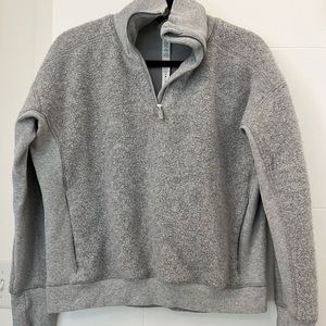 Funnel neck, shearling sweater